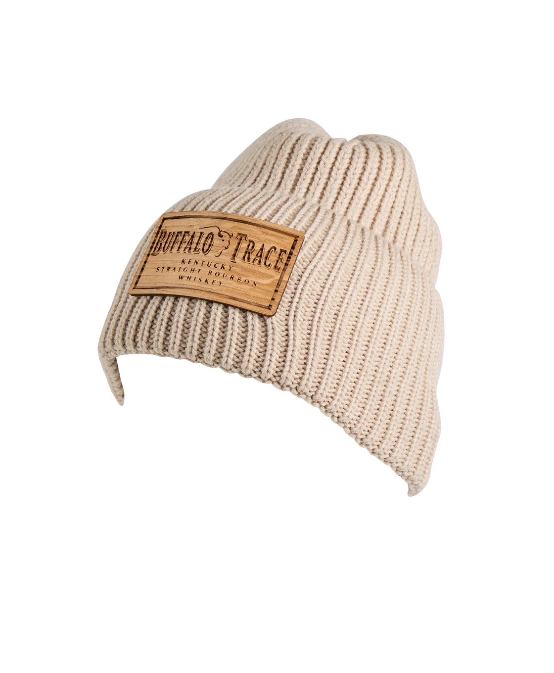 Buffalo Trace Cream Wood Patch Beanie Hat