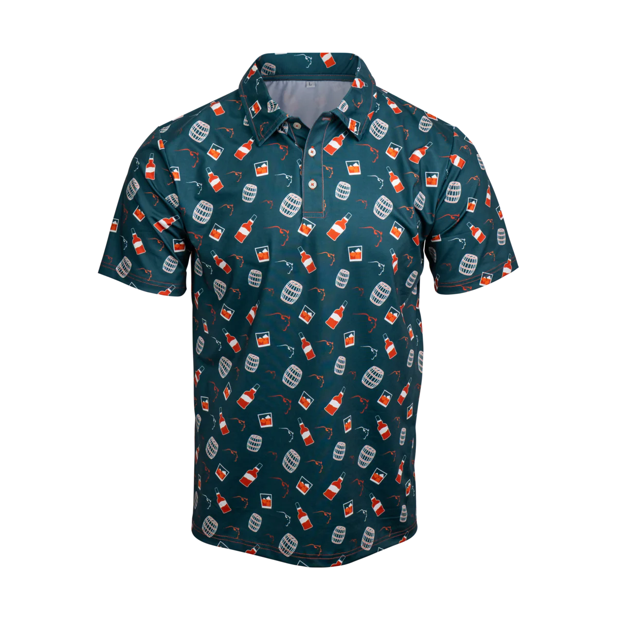 Buffalo Trace Bottles and Barrels Golf Polo