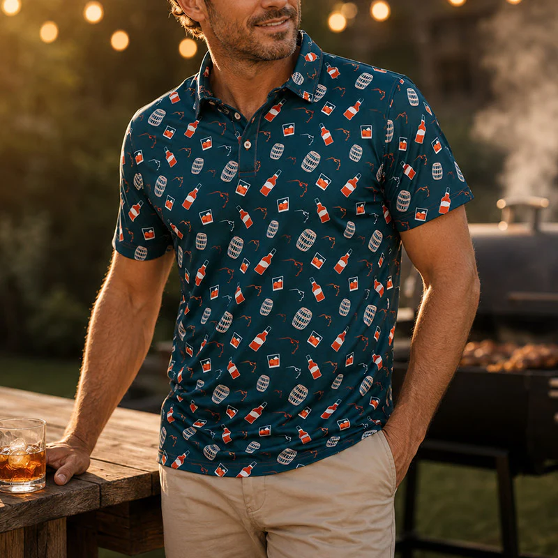 Buffalo Trace Bottles and Barrels Golf Polo - Image 4