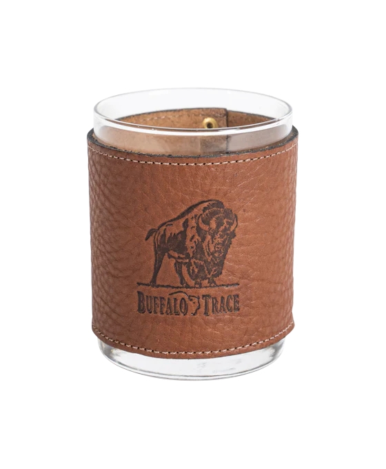 Buffalo Trace Bourbon Leather-Wrapped Rocks Glass