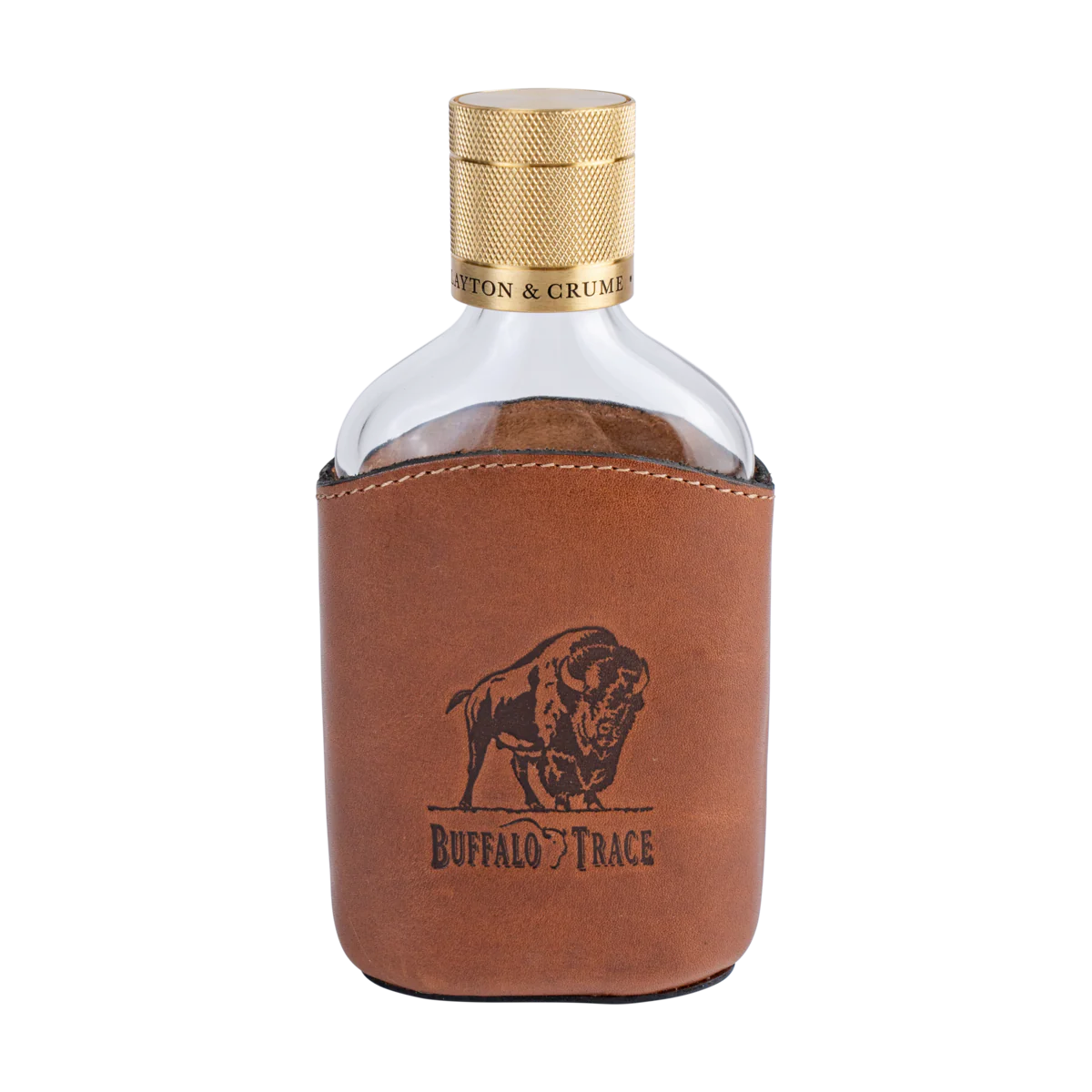 Buffalo Trace Leather Wrapped Glass Flask